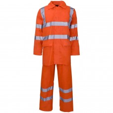 Hi Vis Orange Waterproof Professional Work Rain Suit - Jacket + Over Trousers