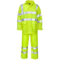 Hi Vis Waterproof Professional Work Rain Suit - Jacket + Over Trousers Medium Size