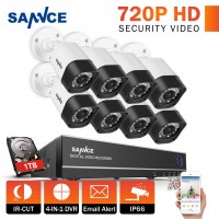 Set SANNCE 16CH DVR 8 Cameras 1.0MP Security System with 1TB HD CCTV
