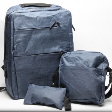 2363 Three PCS Sets Outdoor Travel Backpack Student School Bag USB Charging
