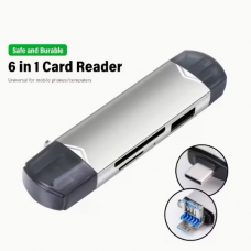 6-in-1 SD Card Reader – TF to USB / USB-C Memory Card Adapter for Android, Camera & PC - 32534