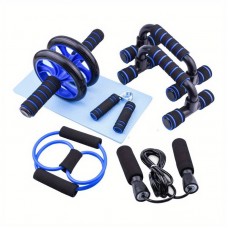 37745 7pcs set Complete Ab Workout Set With Push-up Stand, Mini Mat, Resistance Band, Jump Rope & Hand Gripper