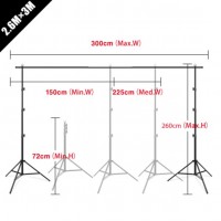 21745 2.6 x 3m 8.5 x 10ft Backdrop Stand Adjustable Photography Muslin Background Support System
