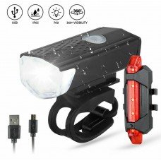 Bike 2pc Rechargeable Bicycle Light USB LED Front and Back
