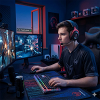 EKSA E900 Stereo Sound Wired Gaming Headset – Red – Detachable Mic (No Box)