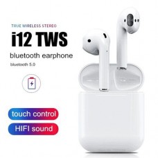 08440 i12 TWS White Universal Bluetooth Earbuds With Charging Dock