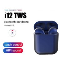 08441 i12 TWS Blue - Universal Bluetooth Earbuds With Charging Dock