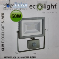 37442 Ecolight 50W LED Floodlight (Grey) with PIR Motion Detector