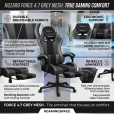 Huzaro Force 4.7 Grey Mesh Gaming Chair with Footrest