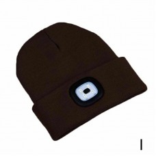 248533  Brown Beanie Hat with LED Light