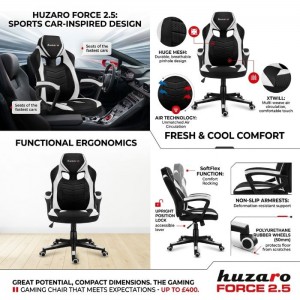 Huzaro Force 2.5 White Mesh Gaming Chair Huzaro Force 2.5 White Mesh Gaming Chair