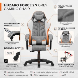 Huzaro Force 2.7 Grey Velour Gaming Chair Huzaro Force 2.7 Grey Velour Gaming Chair