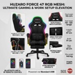 Huzaro Force 4.7 RGB Mesh Gaming Chair with Footrest – Black