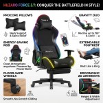 Huzaro Force 5.7 Black RGB Gaming Chair with Extendable Footrest