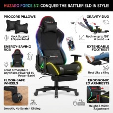 Huzaro Force 5.7 Black RGB Gaming Chair with Extendable Footrest Huzaro Force 5.7 Black RGB Gaming Chair with Extendable Footrest