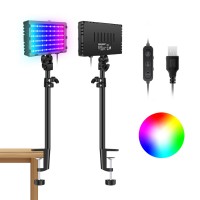 29241 Neewer 2x Desk Mount RGB LED Light with C-Clamp Stand