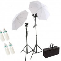 Umbrella Set 500W 4 Bulb White Continuous Lighting