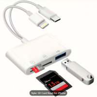Multi-Device Memory Card Reader – 3-in-1 USB-C to SD Card Reader & Lightning to USB-C Adapter - 32532