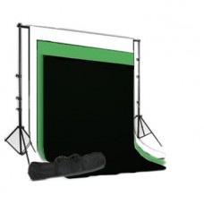 44335 2 x 3m Stand + 1.8x2.8m Muslin Black, White, Green Background