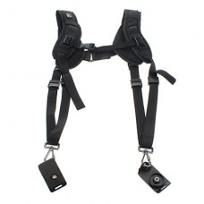 21221 Double Dual Shoulder Strap Sling Belt For Two Cameras DSLR