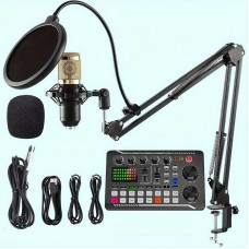 Podcasting Equipment Kit With Stand Condenser Microphone Pro Audio Mixer For PC, Laptop, Smartphone, Gaming Recording, Streaming, Podcasting, Studio, Condenser, Microphone For Video