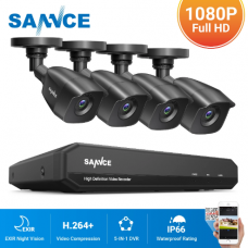 SANNCE 4CH HD 1080P CCTV System DVR 2.0MP Security Cameras IR night Waterproof Surveillance