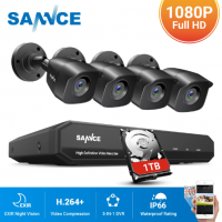 SANNCE 8CH 1TB HD CCTV System Output DVR Security Cameras IR night Waterproof Surveillance