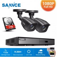 27722 SANNCE HD 4CH CCTV System 1080N DVR 2PCS Cameras DVR Kit