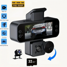 25321 Vavupo 3-Channel Dash Cam - High-Resolution Front & Rear Car Recorder with Seamless Loop