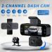 25321 Vavupo 3-Channel Dash Cam - High-Resolution Front & Rear Car Recorder with Seamless Loop