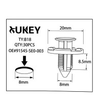 XUKEY B18 Push-Type Bumper & Trim Retainer Clips 30 Pcs - 6015 XUKEY B18 Push-Type Bumper & Trim Retainer Clips 30 Pcs - 6015