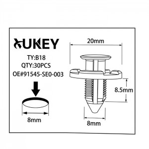 XUKEY B18 Push-Type Bumper & Trim Retainer Clips 30 Pcs - 25411 XUKEY B18 Push-Type Bumper & Trim Retainer Clips 30 Pcs - 25411