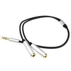 4723 3.5mm OFC Stereo Jack AUX/Headphone Splitter TPE Cable Lead Gold 20cm