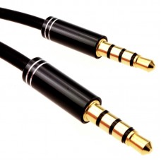 4742 3.5mm 4 Pole Jack Male Audio Cable TPE Rubber Lead Gold 1m
