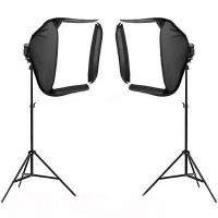 43122 60×60cm Portable Studio Soft Flash Softbox + 2m Stand X2 L-Type Bracket